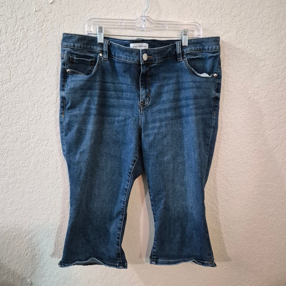 Lane Bryant Flex Magic Waistband Pedal Pusher Jeans 20 Blue Denim Cropped - Picture 1 of 8